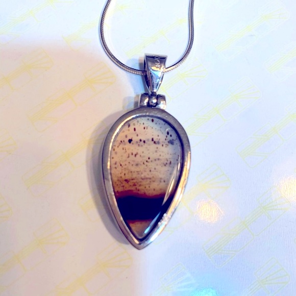 Sarah Richardson Sterling Teardrop Natural Polished Stone Pendant With Chain - Picture 4 of 10